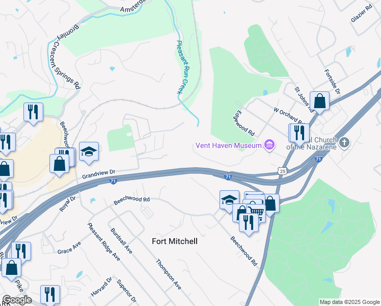 map of restaurants, bars, coffee shops, grocery stores, and more near 125 West Maple Avenue in Fort Mitchell