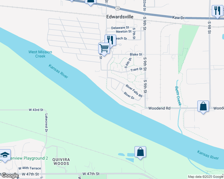 map of restaurants, bars, coffee shops, grocery stores, and more near 400 River Falls Road in Edwardsville