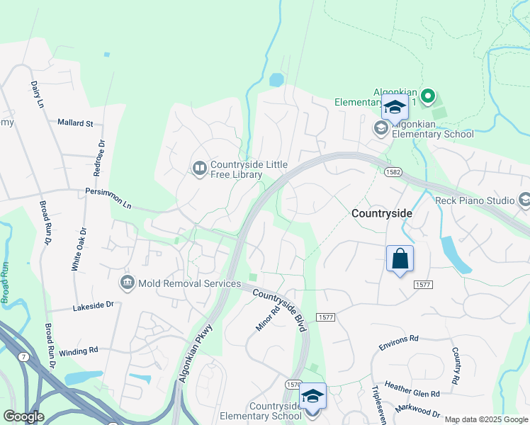 map of restaurants, bars, coffee shops, grocery stores, and more near 28 Oakdale Court in Sterling