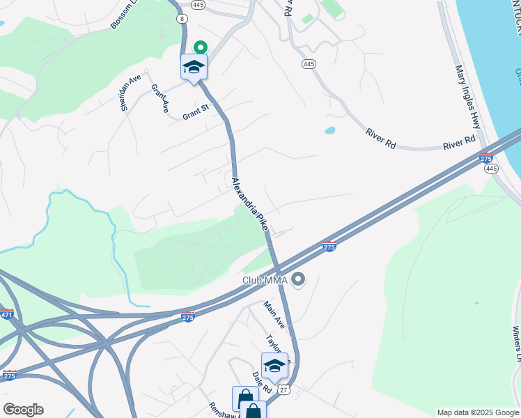 map of restaurants, bars, coffee shops, grocery stores, and more near 1538 Alexandria Pike in Fort Thomas