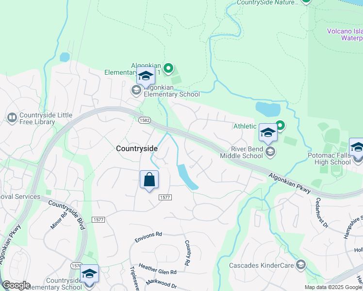 map of restaurants, bars, coffee shops, grocery stores, and more near 6 Christopher Lane in Sterling