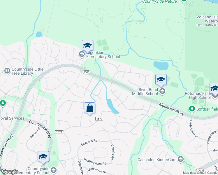 map of restaurants, bars, coffee shops, grocery stores, and more near 6 Christopher Lane in Sterling