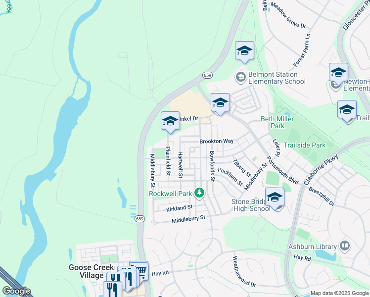 map of restaurants, bars, coffee shops, grocery stores, and more near 20360 Hartwell Street in Ashburn
