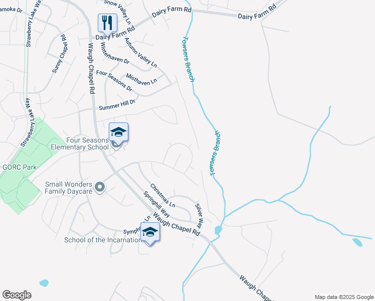 map of restaurants, bars, coffee shops, grocery stores, and more near 967 Fall Circle Way in Gambrills