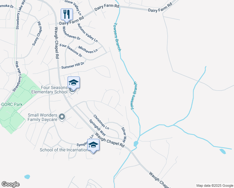 map of restaurants, bars, coffee shops, grocery stores, and more near 967 Fall Circle Way in Gambrills