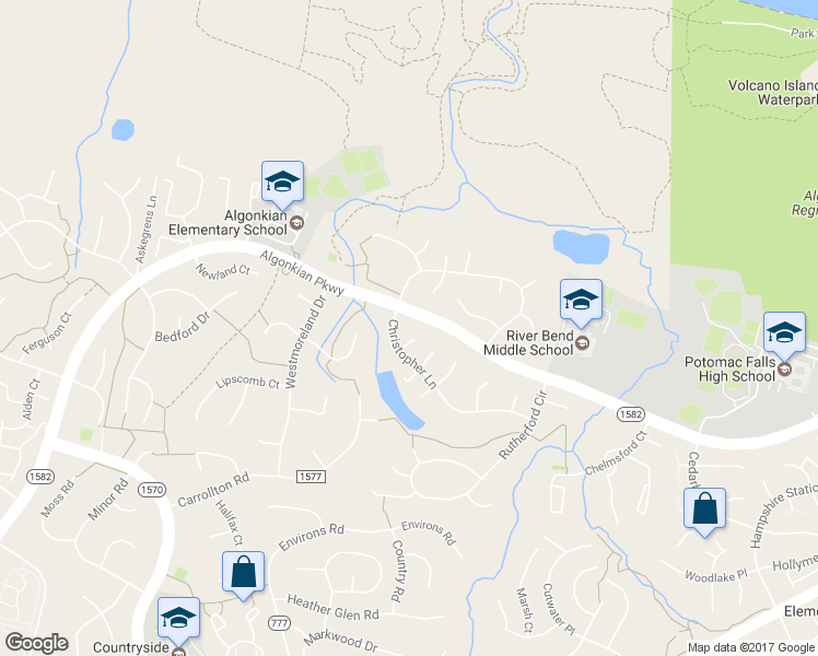 map of restaurants, bars, coffee shops, grocery stores, and more near 3 Forester Court in Sterling