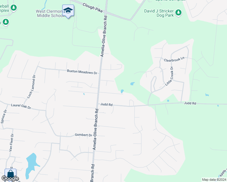 map of restaurants, bars, coffee shops, grocery stores, and more near 15 Estate Drive in Amelia