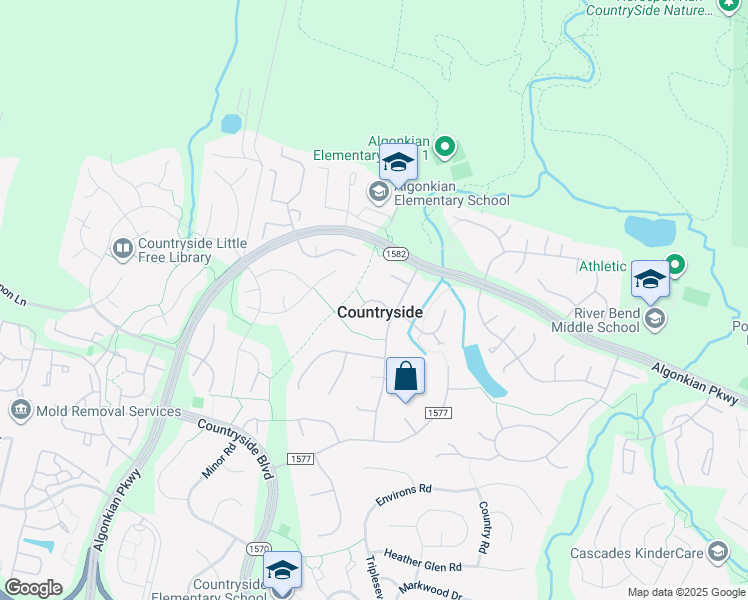 map of restaurants, bars, coffee shops, grocery stores, and more near 108 Wiltshire Court West in Sterling
