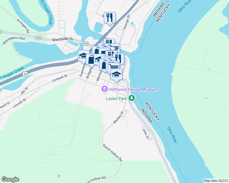 map of restaurants, bars, coffee shops, grocery stores, and more near 213 5th Street in Aurora