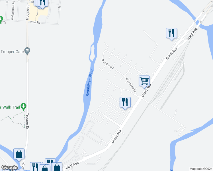 map of restaurants, bars, coffee shops, grocery stores, and more near 2604 Deerfield Boulevard in Junction City