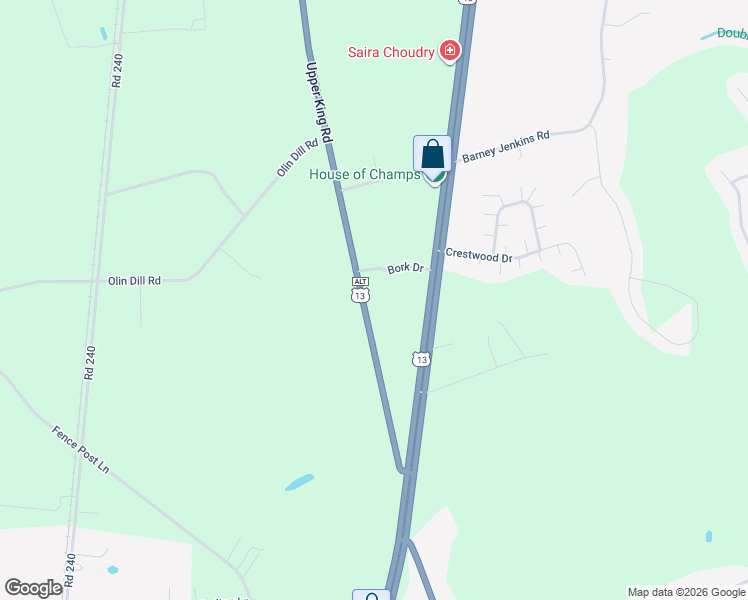 map of restaurants, bars, coffee shops, grocery stores, and more near 420 Upper King Road in Felton