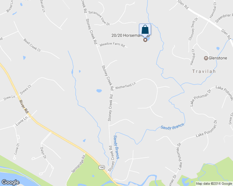 map of restaurants, bars, coffee shops, grocery stores, and more near 12107 Stoney Creek Road in Rockville
