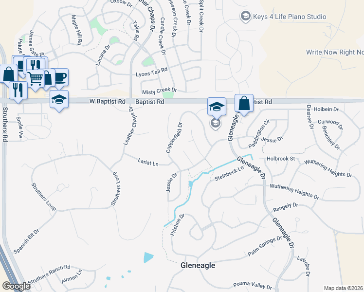 map of restaurants, bars, coffee shops, grocery stores, and more near 15295 Bovary Court in Colorado Springs