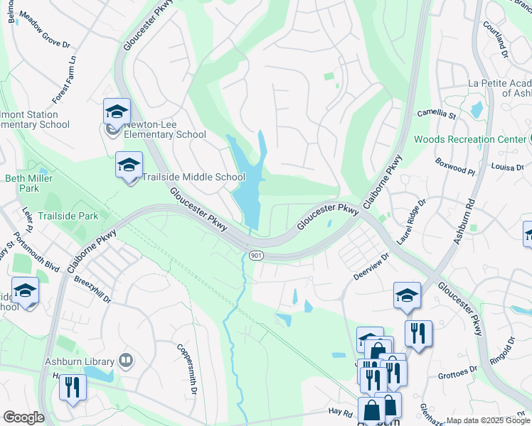 map of restaurants, bars, coffee shops, grocery stores, and more near 20369 Medalist Drive in Ashburn