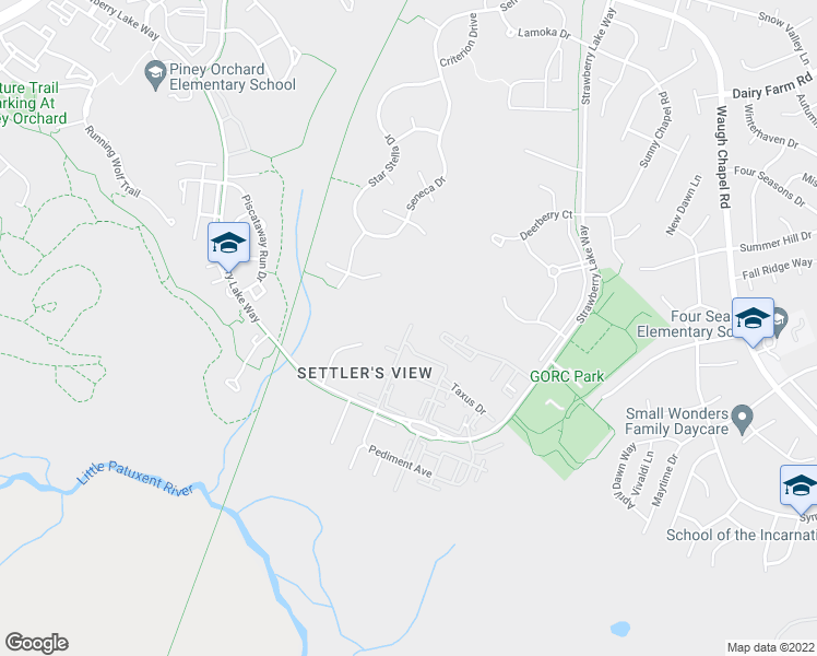 map of restaurants, bars, coffee shops, grocery stores, and more near 2878 Shallow Stream Way in Odenton