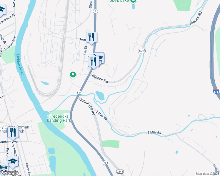 map of restaurants, bars, coffee shops, grocery stores, and more near 50 Creekwood Drive in Wilder