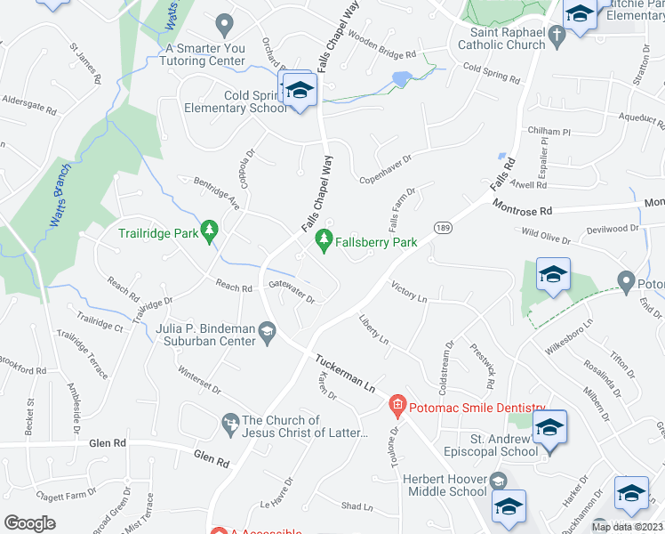 map of restaurants, bars, coffee shops, grocery stores, and more near 12121 Gatewater Drive in Potomac