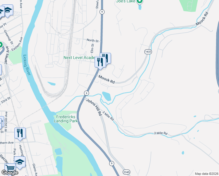map of restaurants, bars, coffee shops, grocery stores, and more near 40 Creekwood Drive in Wilder