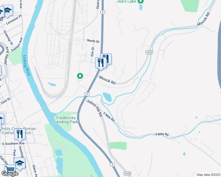 map of restaurants, bars, coffee shops, grocery stores, and more near 519 Licking Pike in Wilder
