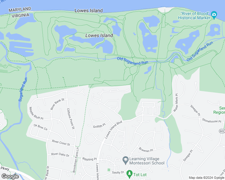 map of restaurants, bars, coffee shops, grocery stores, and more near 47630 Leopards Chase Terrace in Sterling