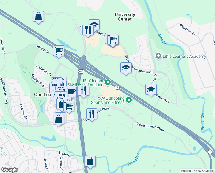 map of restaurants, bars, coffee shops, grocery stores, and more near 20315 Commonwealth Center Drive in Ashburn