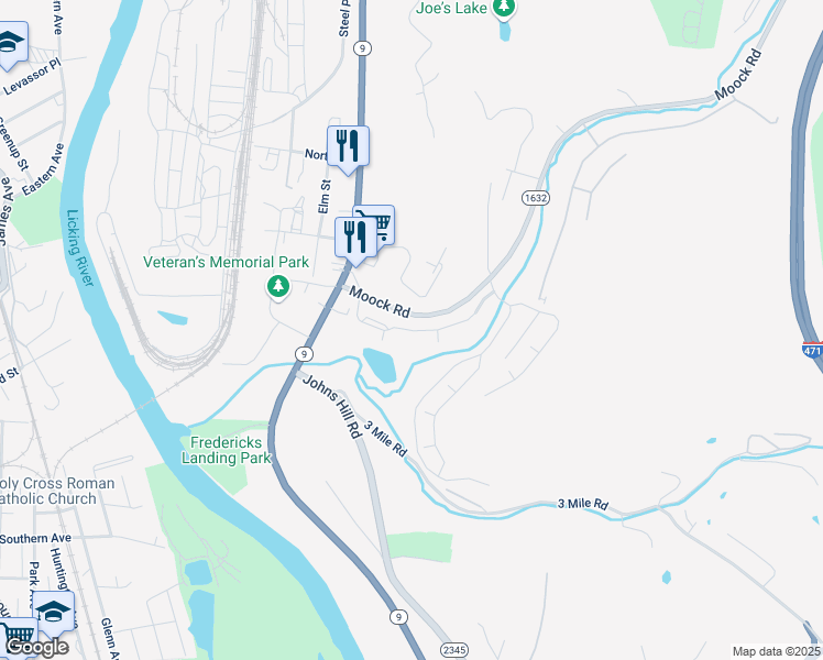 map of restaurants, bars, coffee shops, grocery stores, and more near 50 Creekwood Drive in Wilder
