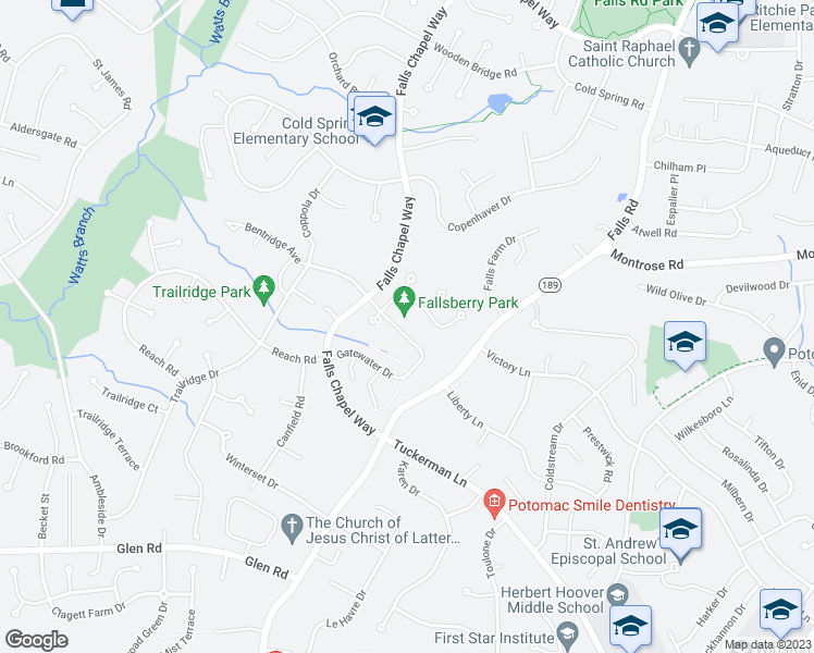 map of restaurants, bars, coffee shops, grocery stores, and more near 12127 Gatewater Drive in Rockville