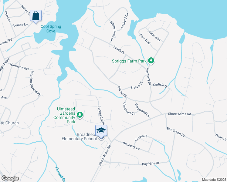 map of restaurants, bars, coffee shops, grocery stores, and more near 606 Salt Marsh Lane in Arnold