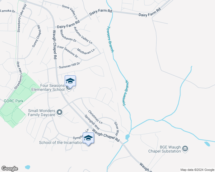 map of restaurants, bars, coffee shops, grocery stores, and more near 964 Fall Circle Way in Gambrills