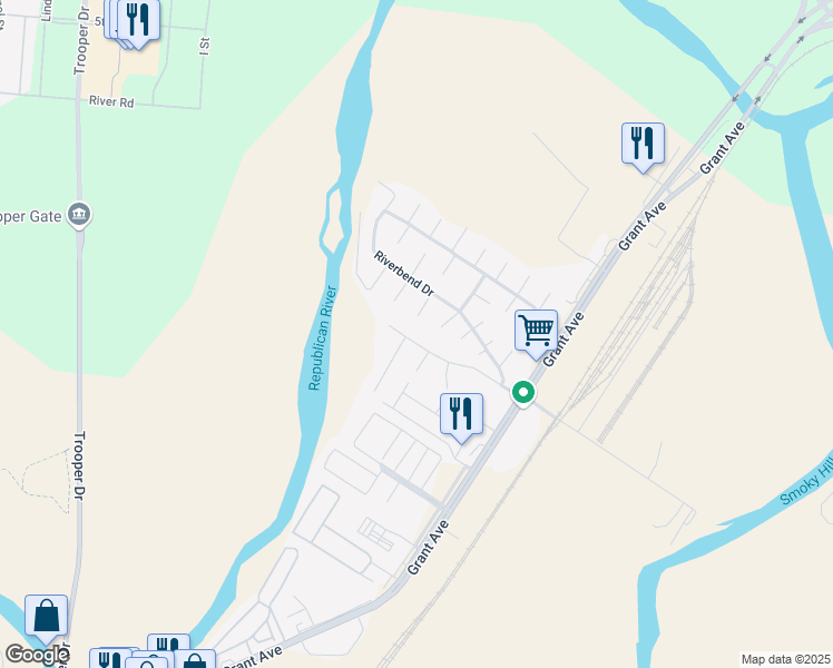 map of restaurants, bars, coffee shops, grocery stores, and more near 2604 Deerfield Boulevard in Junction City