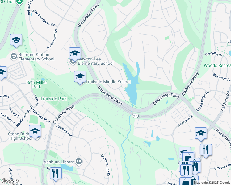 map of restaurants, bars, coffee shops, grocery stores, and more near 20255 Kiawah Island Dr in Ashburn