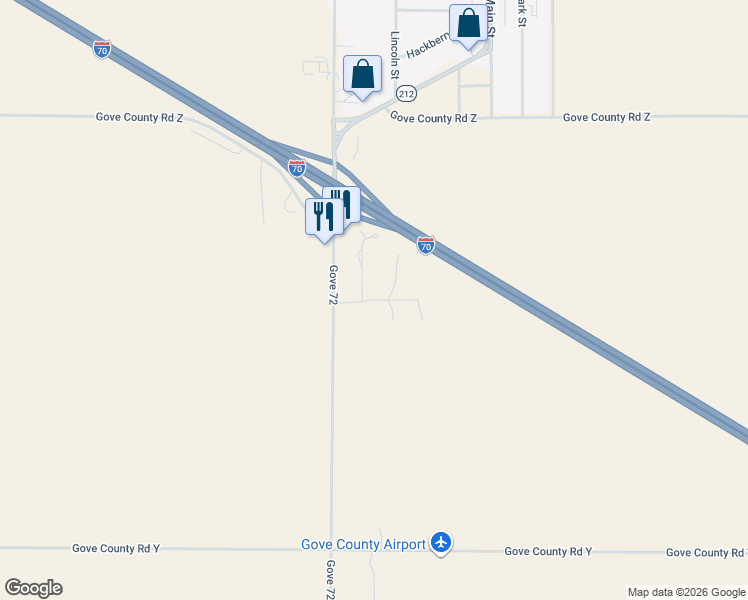 map of restaurants, bars, coffee shops, grocery stores, and more near Sunset Avenue in Quinter
