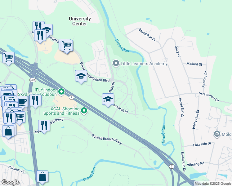 map of restaurants, bars, coffee shops, grocery stores, and more near 20292 Beechwood Terrace in Ashburn