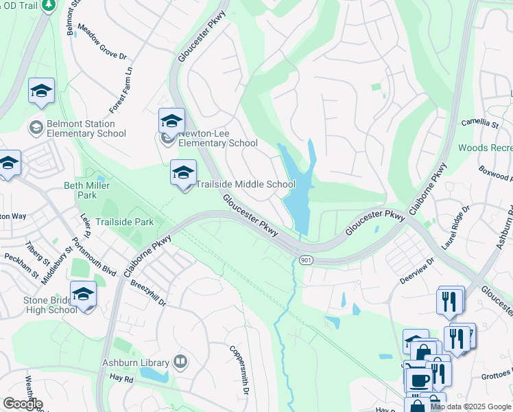 map of restaurants, bars, coffee shops, grocery stores, and more near 20251 Kiawah Island Drive in Ashburn