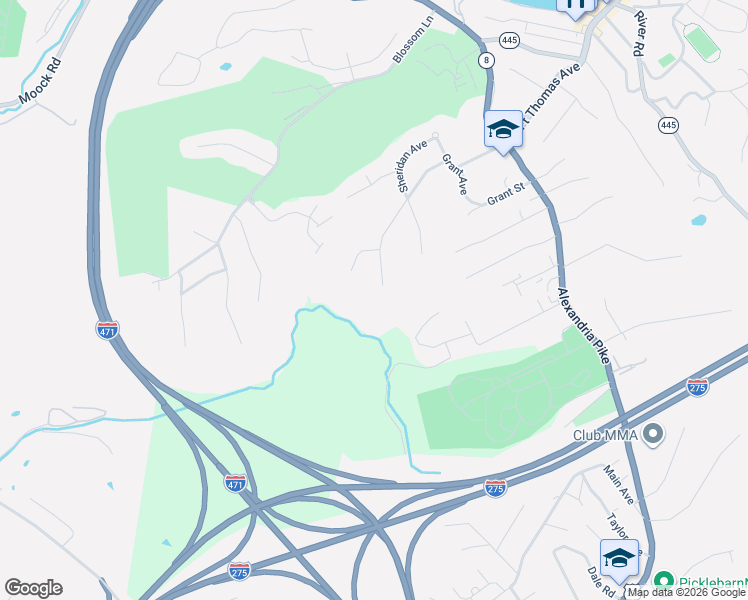 map of restaurants, bars, coffee shops, grocery stores, and more near 193 Sherman Avenue in Fort Thomas