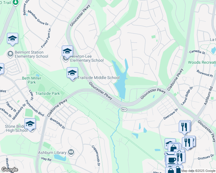 map of restaurants, bars, coffee shops, grocery stores, and more near 20259 Kiawah Island Drive in Ashburn