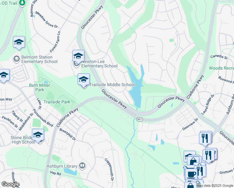 map of restaurants, bars, coffee shops, grocery stores, and more near 20251 Kiawah Island Drive in Ashburn