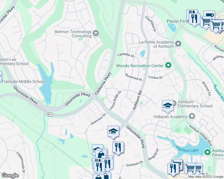 map of restaurants, bars, coffee shops, grocery stores, and more near 43787 Sunset Terrace in Ashburn