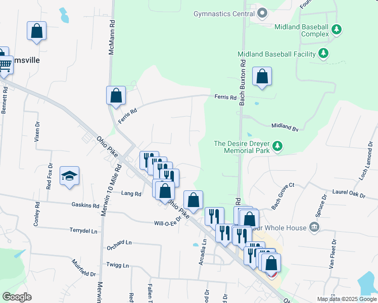map of restaurants, bars, coffee shops, grocery stores, and more near 3861 Heritage Oaks Drive in Amelia