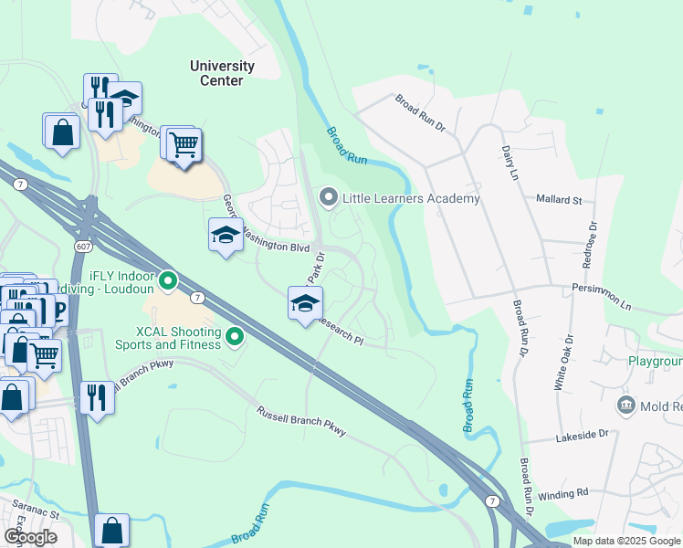 map of restaurants, bars, coffee shops, grocery stores, and more near 20322 Beechwood Terrace in Ashburn