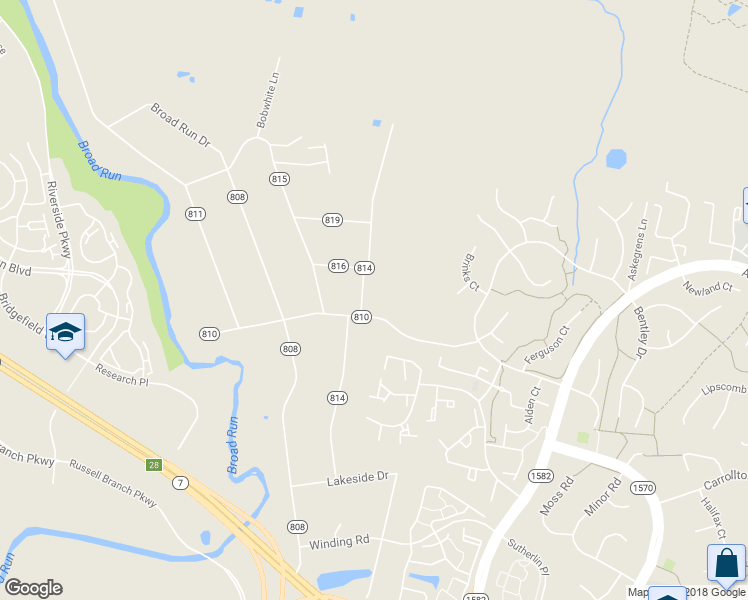 map of restaurants, bars, coffee shops, grocery stores, and more near 20286 Redrose Drive in Sterling