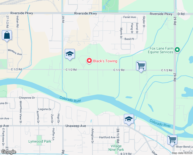 map of restaurants, bars, coffee shops, grocery stores, and more near 2831 C 1/2 Road in Grand Junction