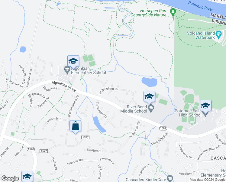 map of restaurants, bars, coffee shops, grocery stores, and more near 11 Harrow Court in Sterling