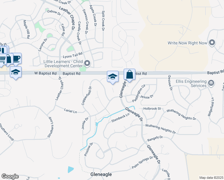 map of restaurants, bars, coffee shops, grocery stores, and more near 15285 Jessie Drive in Colorado Springs