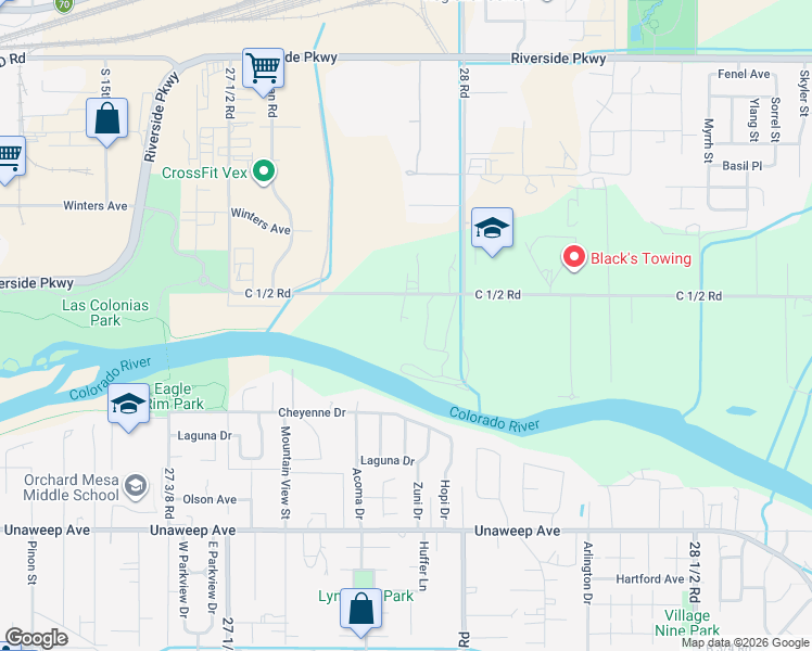 map of restaurants, bars, coffee shops, grocery stores, and more near 2779 C 1/2 Road in Grand Junction