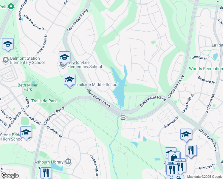 map of restaurants, bars, coffee shops, grocery stores, and more near 20271 Kiawah Island Drive in Ashburn