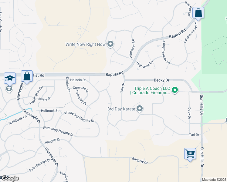 map of restaurants, bars, coffee shops, grocery stores, and more near 841 Timbertop Court in Colorado Springs