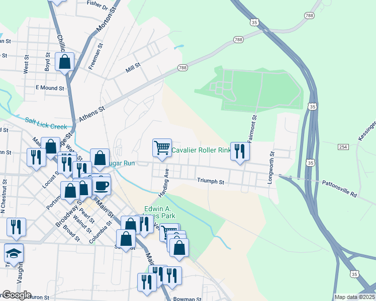 map of restaurants, bars, coffee shops, grocery stores, and more near 15 Orchard Lane in Jackson
