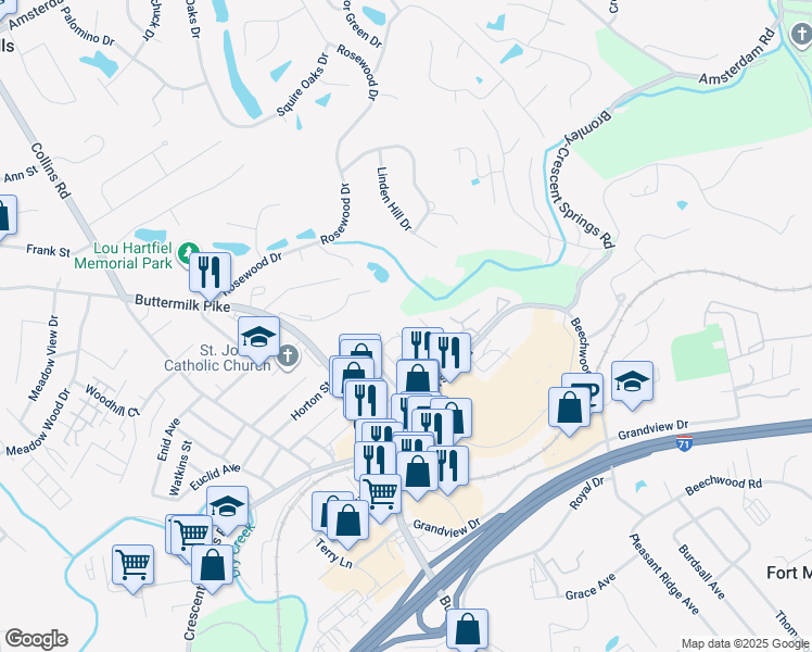 map of restaurants, bars, coffee shops, grocery stores, and more near 630 Queen City Avenue in Fort Mitchell