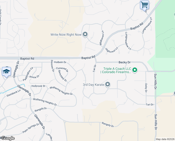 map of restaurants, bars, coffee shops, grocery stores, and more near 841 Timbertop Court in Colorado Springs